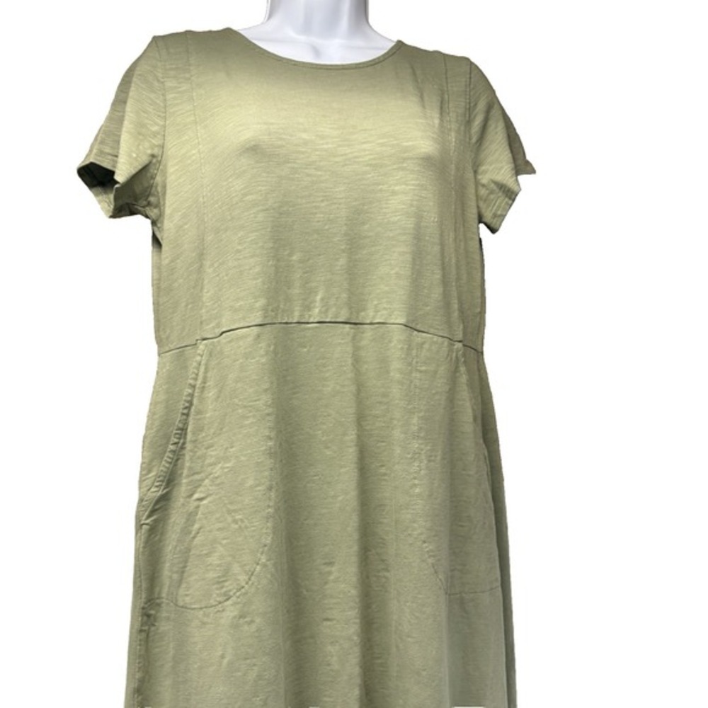 J. Jill Women's Small Sage Green Cotton Modal Maxi Dress Cap Sleeve Pockets - Picture 2 of 7